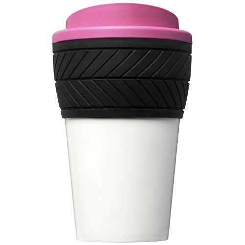 PF210088-10Brite-Americano® 350 ml Isolierbecher mit Schutzring Reifen-Design_ magenta
