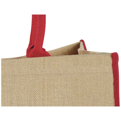 PF120182-4Harry farbige Jute Tragetasche 25L_ natur_rot