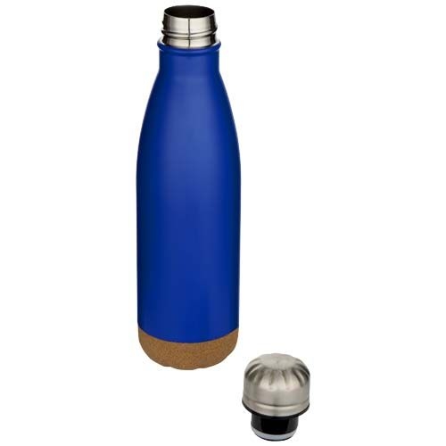 PF100892-2Cove 500 ml doppelwandige_ vakuumisolierte Trinkflasche aus Edelstahl mit Korkdetails_ royalblau