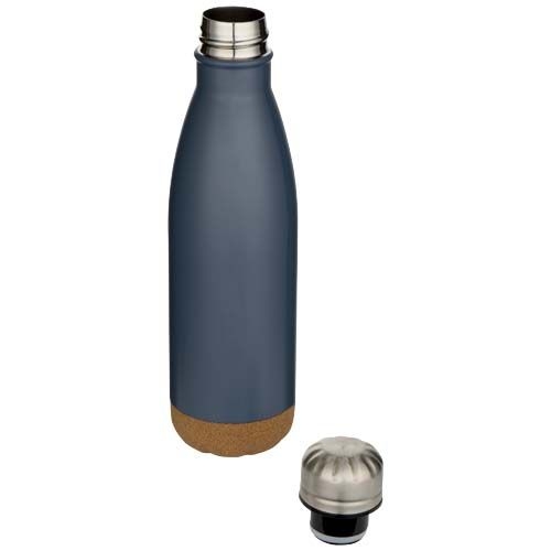 PF100892-5Cove 500 ml doppelwandige_ vakuumisolierte Trinkflasche aus Edelstahl mit Korkdetails_ hale blau