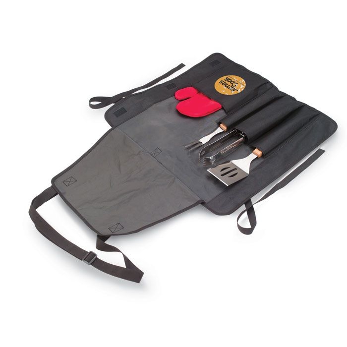 KC6388-03Donau East BBQ Schuerze mit BBQ Werkzeug_ schwarz