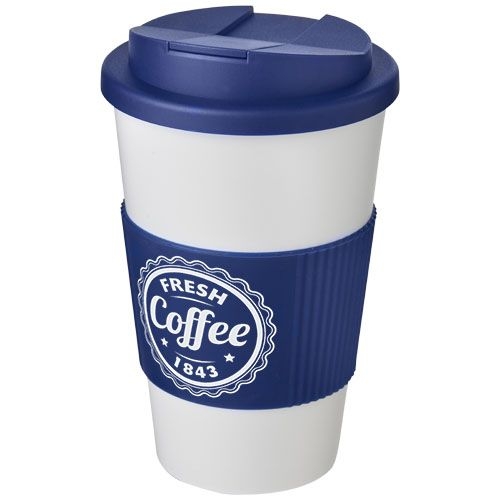 PF210696-2Americano® 350 ml Isolierbecher mit Schutzring _ auslaufsicherem Schraubverschluss_ weiss_blau