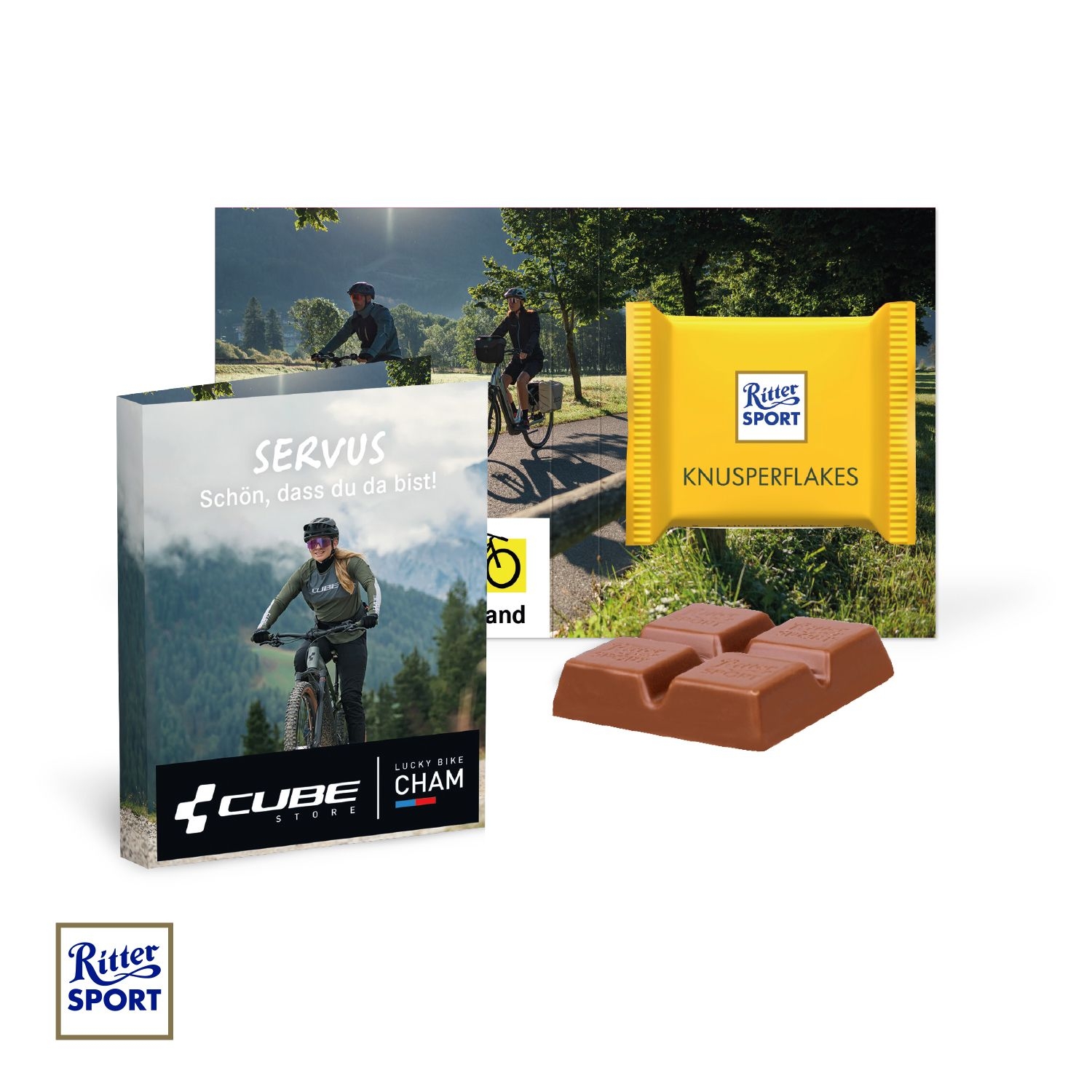 CD91470-01Werbe-Klappkarte mit Ritter SPORT Mini_ Ritter SPORT Mini