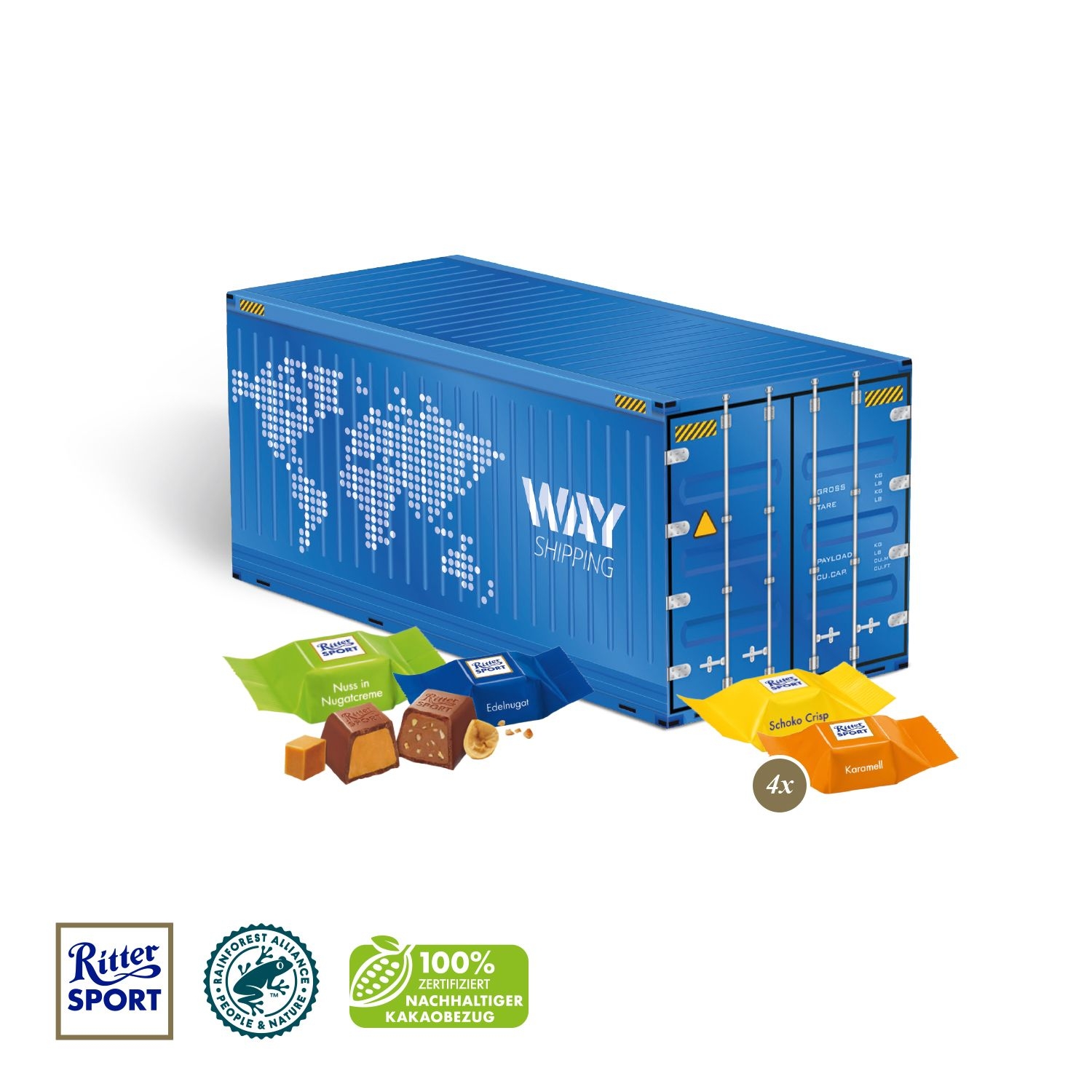 CD95556-013D Praesent _Container_ mit Ritter SPORT Schokowuerfel_ Ritter Sport Schokowuerfel