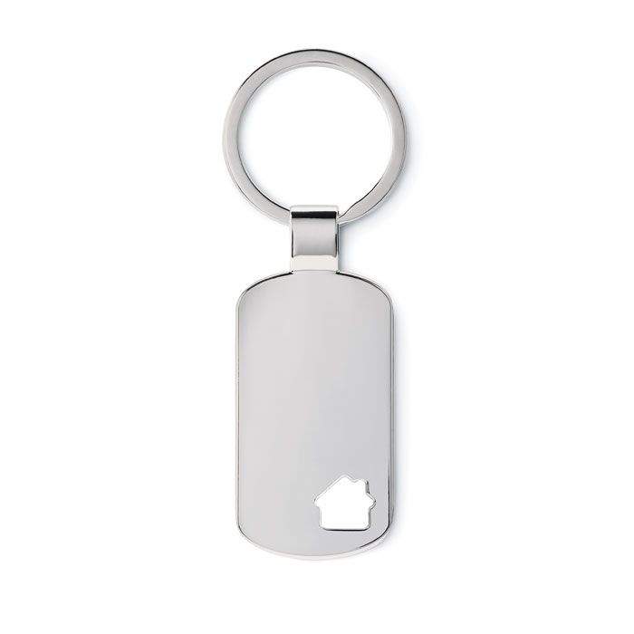 MO8693-16House Key Schluesselring Haus_ mattsilber