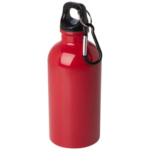 PF100860-3Oregon 400 ml RCS-zertifizierte_ einwandige Trinkflasche aus Edelstahl mit Karabinerhaken_ rot