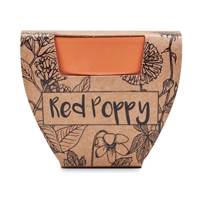 MO6148-40Red Poppy Terracotta-Topf Mohnblume_ holz