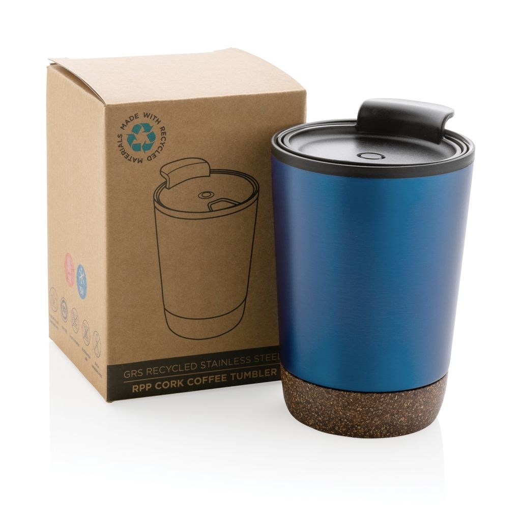 XDP435.07-5RCS recycelter Edelstahl-Kaffeebecher mit Kork_ blau