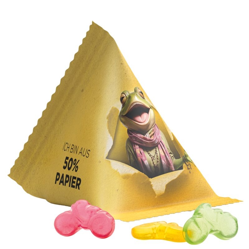 JG17063-8Tetraeder 15g_ Fruchtgummi Standardformen_ Fahrrad_ weisse Folie