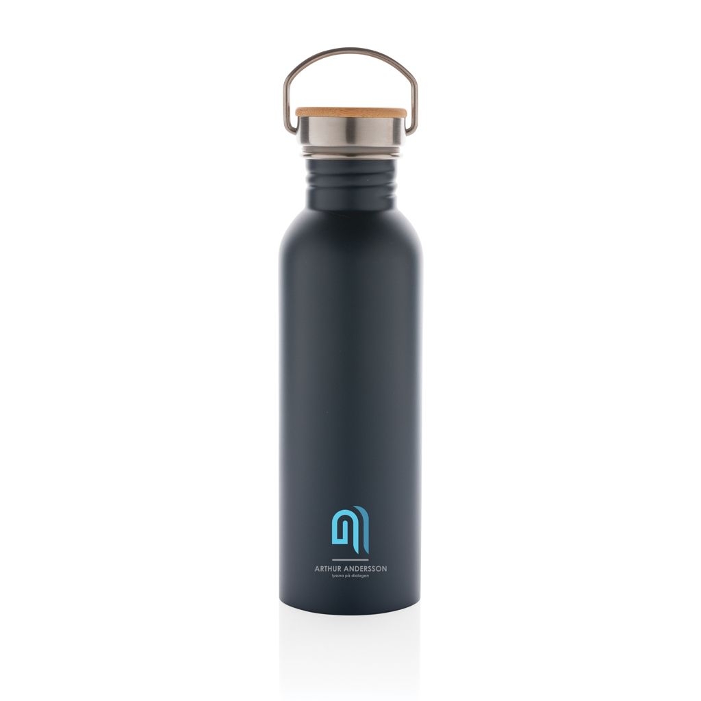 XDP436.83-5Moderne Stainless-Steel Flasche mit Bambusdeckel_ blau