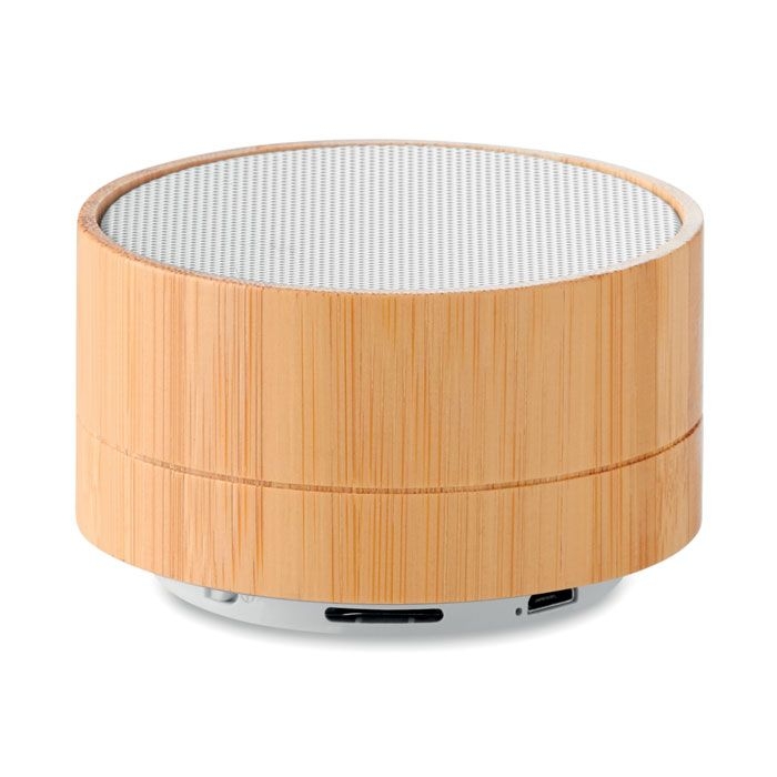 MO9609-06Sound Bamboo Runder wireless Lautsprecher_ weiss