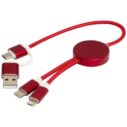 PF124424-1Alasia 30 cm 5-in-1 Kabel aus recyceltem Kunststoff fuer Datenuebertragung und 27W Schnellladung_ rot
