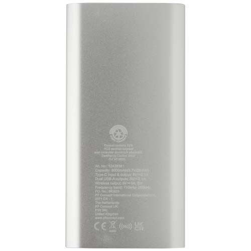 PF124385-3Juice 8000 mAh Typ-C kabellose Powerbank aus recyceltem Aluminium_ silber
