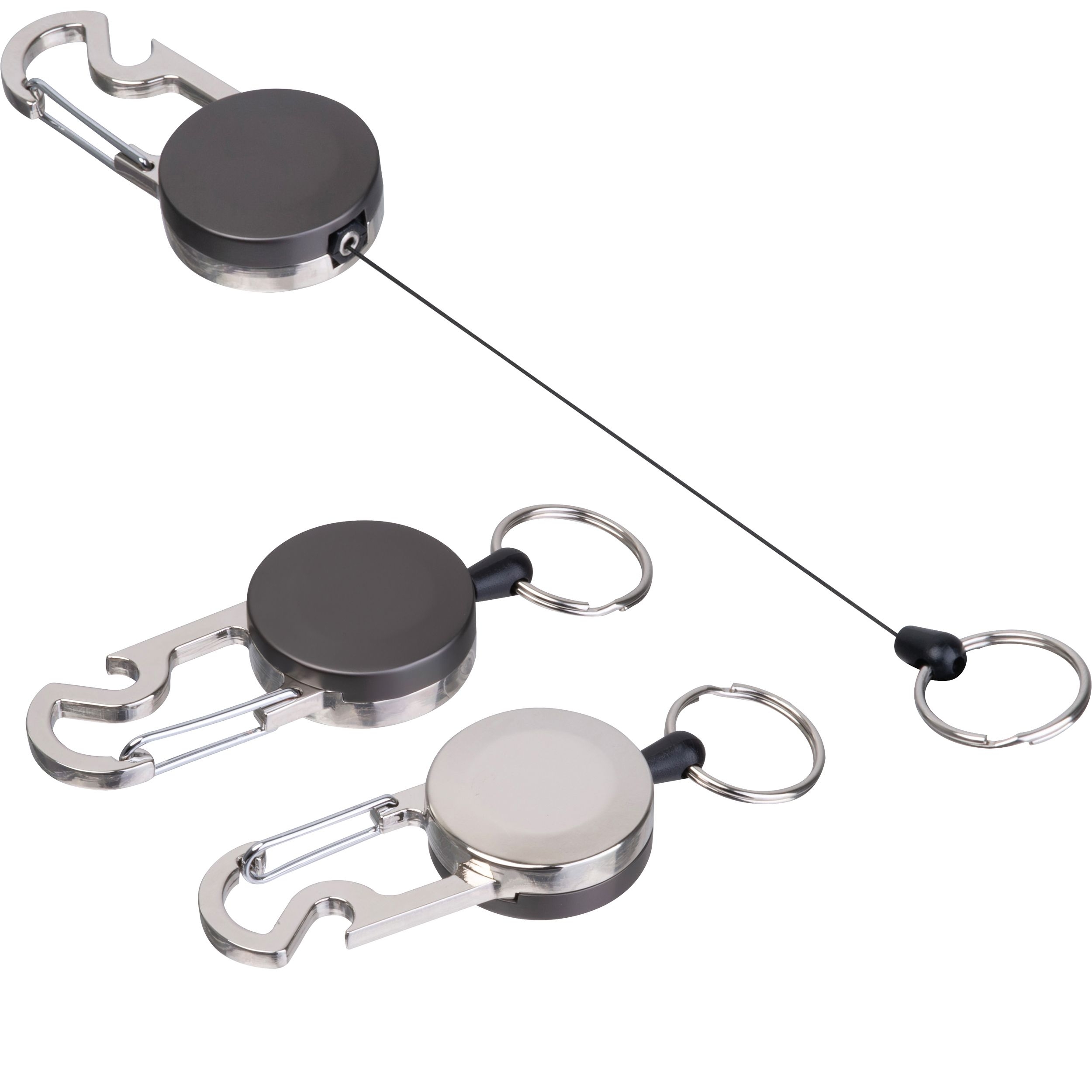 MA95446-03Ausziehbarer Schluesselanhaenger mit Karabiner aus Metall PEGGY_ schwarz