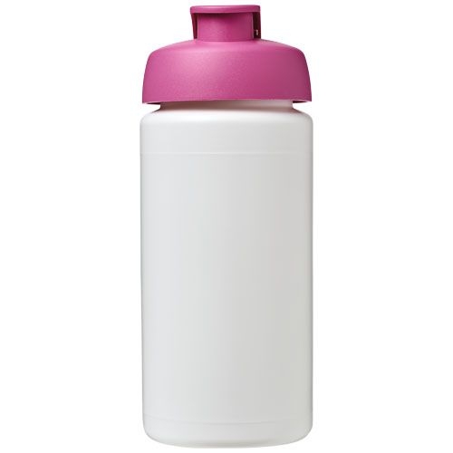 PF210072-9Baseline® Plus grip 500 ml Sportflasche mit Klappdeckel_ weiss_rosa