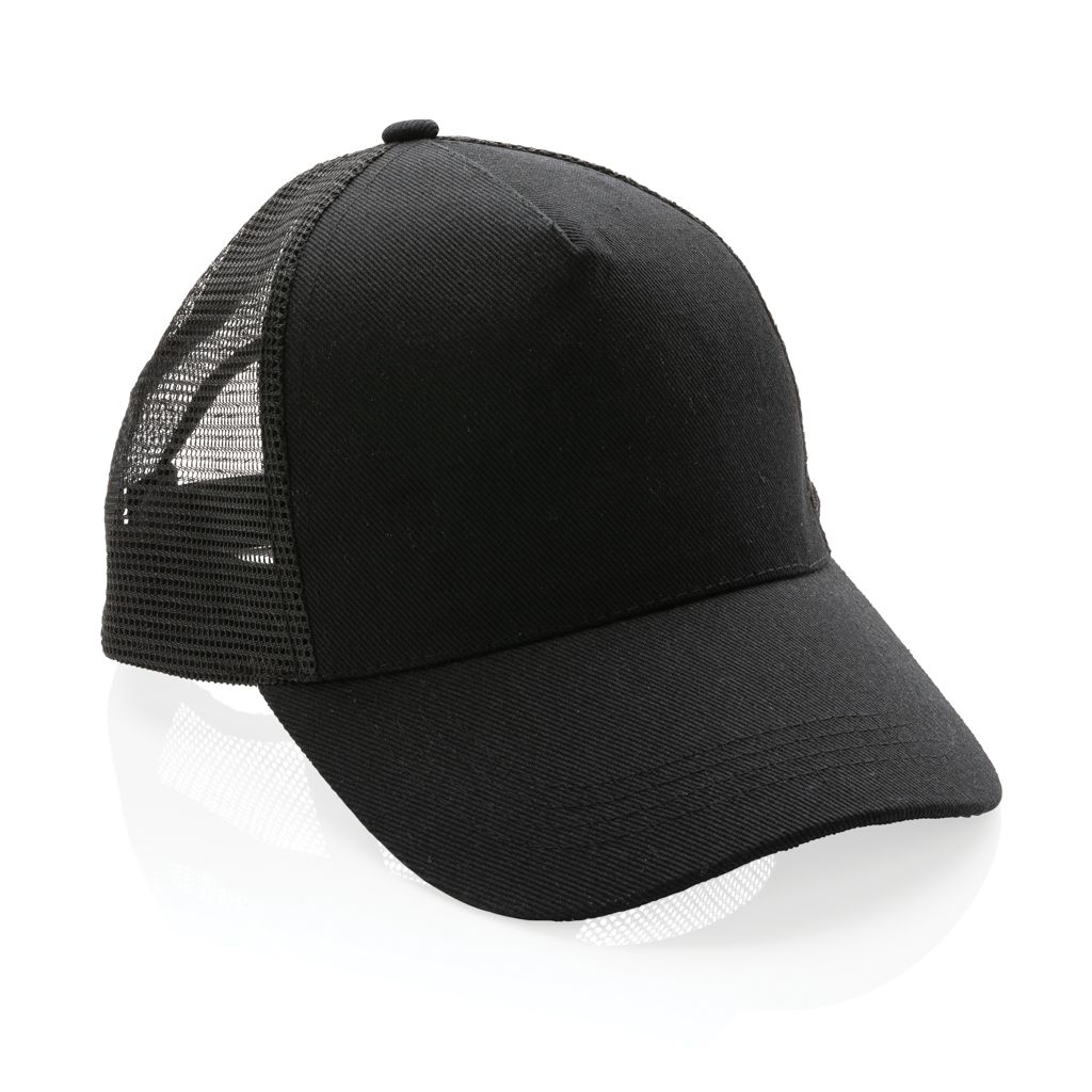 XDP453.35-1Impact AWARE™ 190gr Brushed rCotton 5 Panel Trucker-Cap_ schwarz