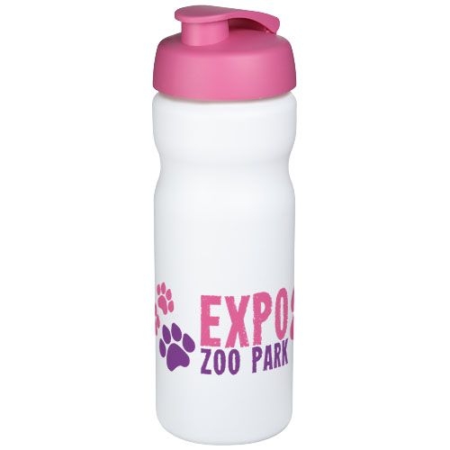 PF210685-9Baseline® Plus 650 ml Sportflasche mit Klappdeckel_ weiss_rosa