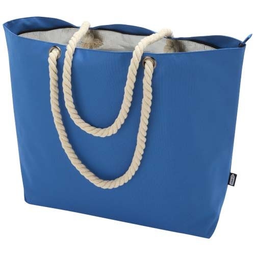 PF130079-2Panama Strandkuehltasche mit Kordelgriffen aus recyceltem GRS-Material_ 23L_ royalblau