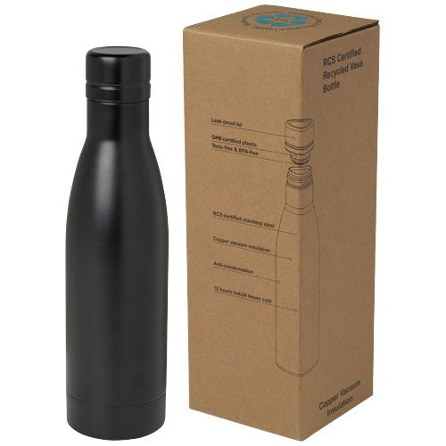 PF100736-6Vasa RCS-zertifizierte Kupfer-Vakuum Isolierflasche aus recyceltem Edelstahl_ 500 ml_ schwarz