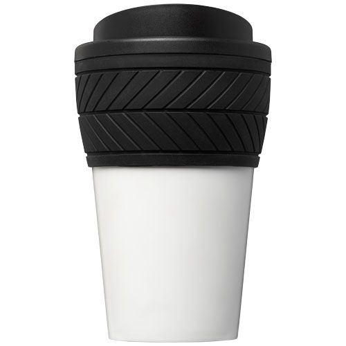 PF210088-1Brite-Americano® 350 ml Isolierbecher mit Schutzring Reifen-Design_ schwarz