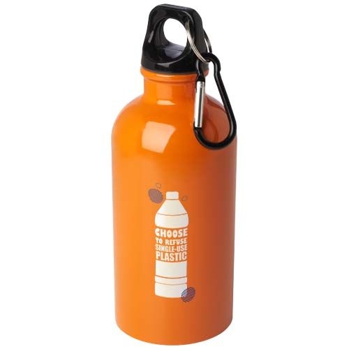 PF100860-4Oregon 400 ml RCS-zertifizierte_ einwandige Trinkflasche aus Edelstahl mit Karabinerhaken_ orange