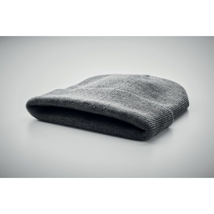MO9965-33Polo Rpet Beanie mit Umschlag RPET_ weiss_schwarz