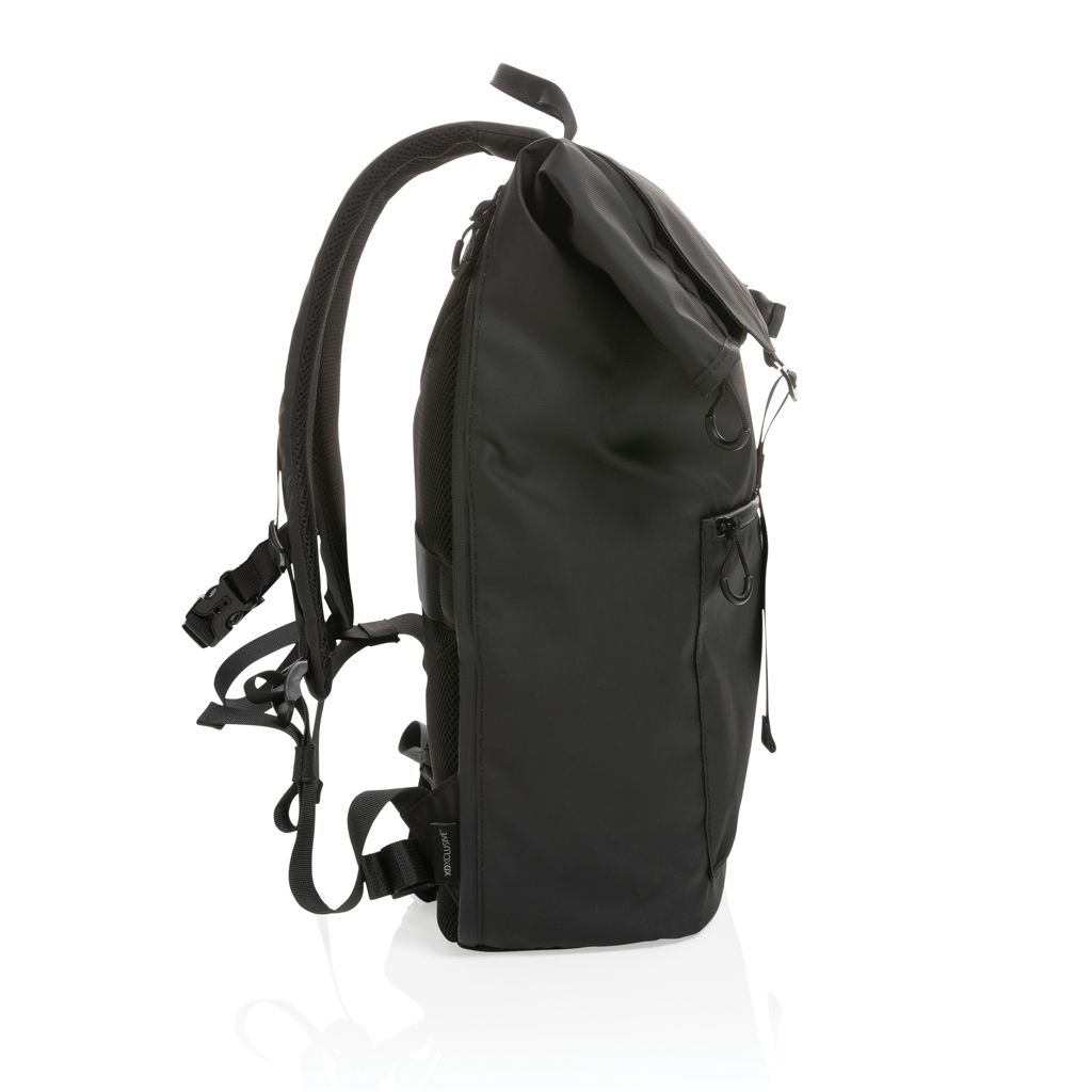 XDP762_90-1Impact AWARE™ RPET wasserabweisender 15.6_ Laptop-Rucksack_ schwarz