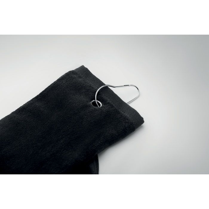 MO6525-03Hitowgo Golfhandtuch mit Haken_ schwarz