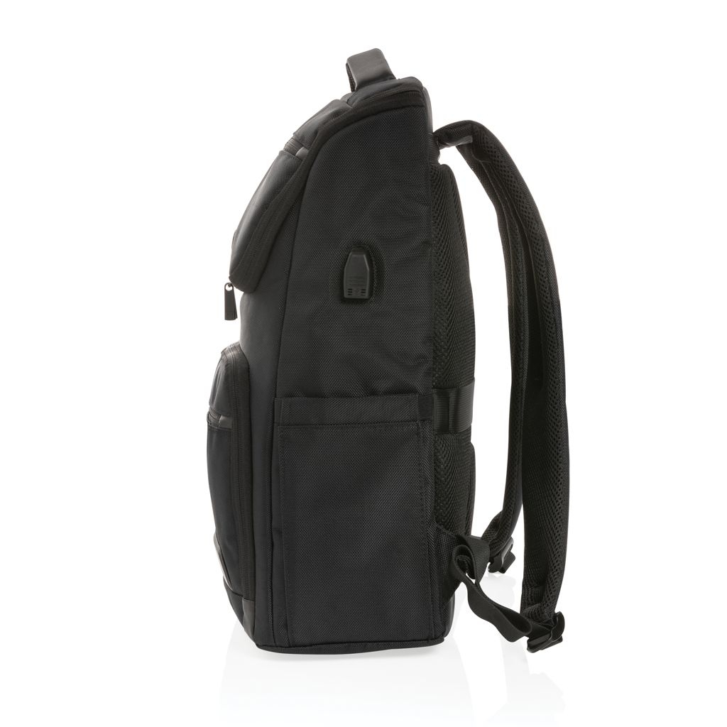 XDP762_88-1Swiss Peak AWARE™ RPET Voyager 15.6_ Laptop Rucksack_ schwarz