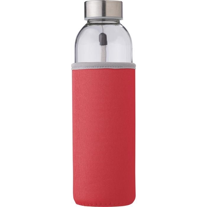 GI9301-08Glasflasche _500ml_ mit einem Neoprenhuelle Nika_ rot