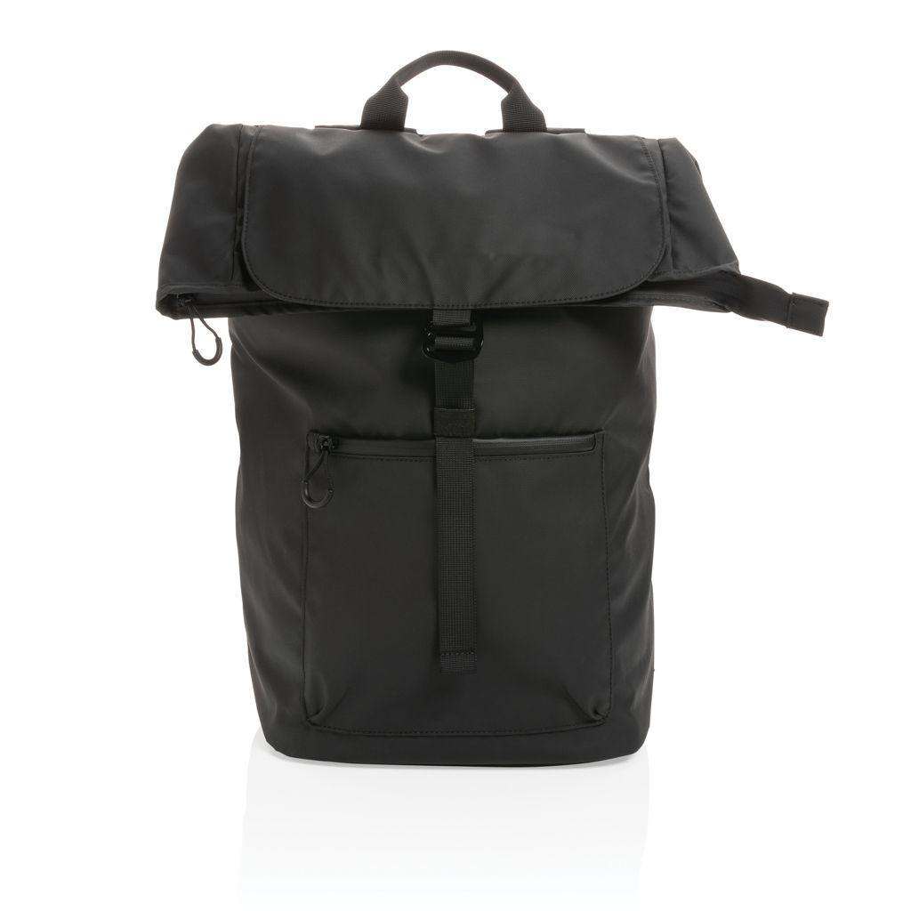XDP762_90-1Impact AWARE™ RPET wasserabweisender 15.6_ Laptop-Rucksack_ schwarz