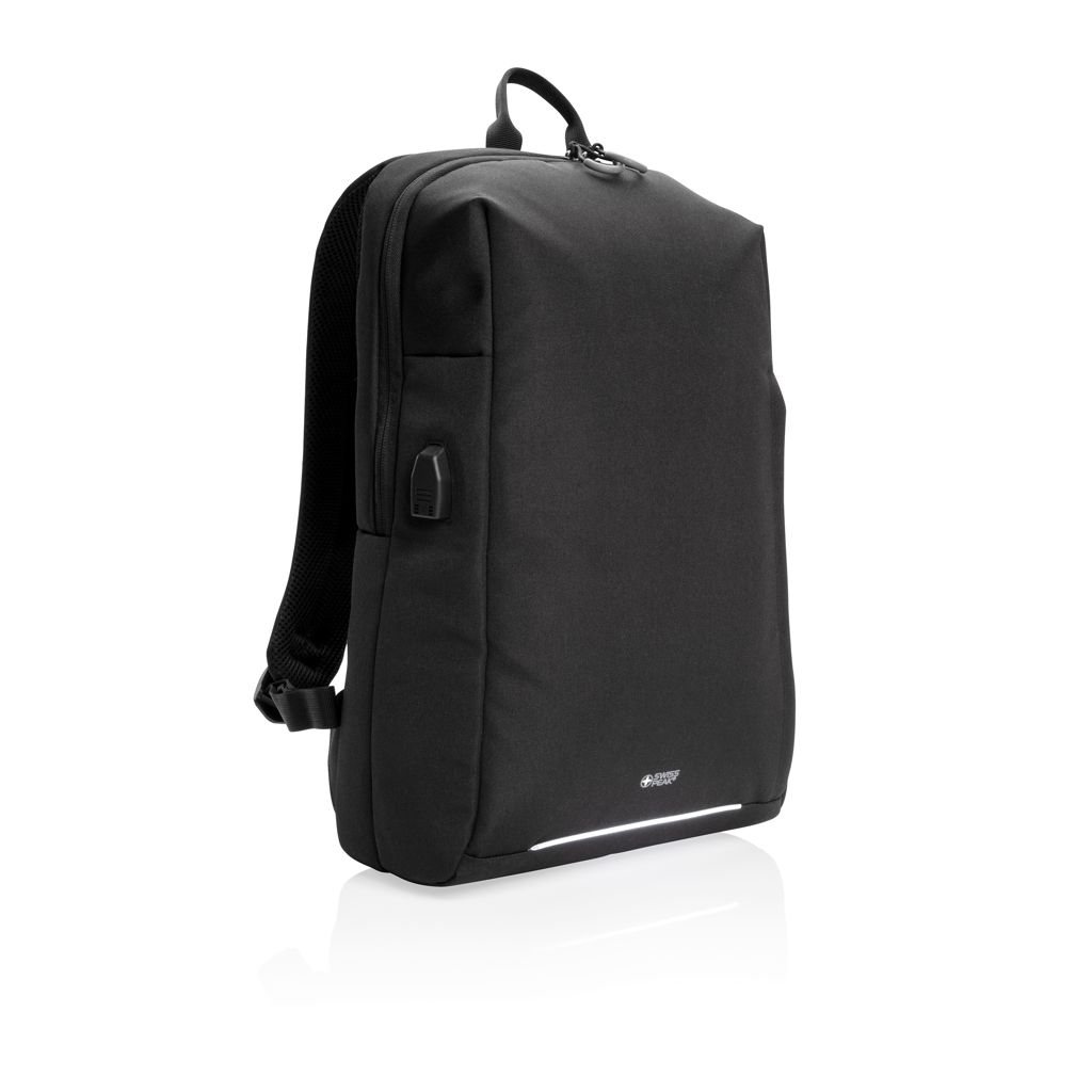 XDP763.16-1Swiss Peak AWARE™ RFID und USB A-Laptop-Rucksack_ schwarz