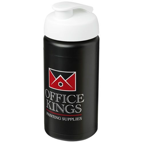 PF210072-13Baseline® Plus grip 500 ml Sportflasche mit Klappdeckel_ schwarz_weiss