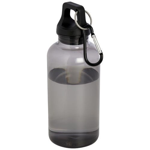 PF100778-6Oregon 400 ml RCS-zertifizierte Trinkflasche aus recyceltem Kunststoff mit Karabiner _ schwarz