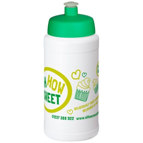 PF210688-7Baseline® Plus 500 ml Flasche mit Sportdeckel_ weiss_gruen