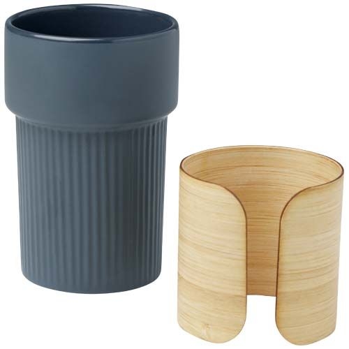 PF100809-3Fika 340 ml Becher mit Bambushuelle_ hale blau