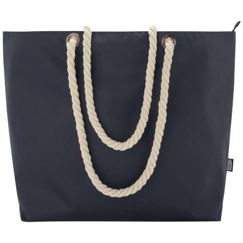 PF130079-3Panama Strandkuehltasche mit Kordelgriffen aus recyceltem GRS-Material_ 23L_ navy