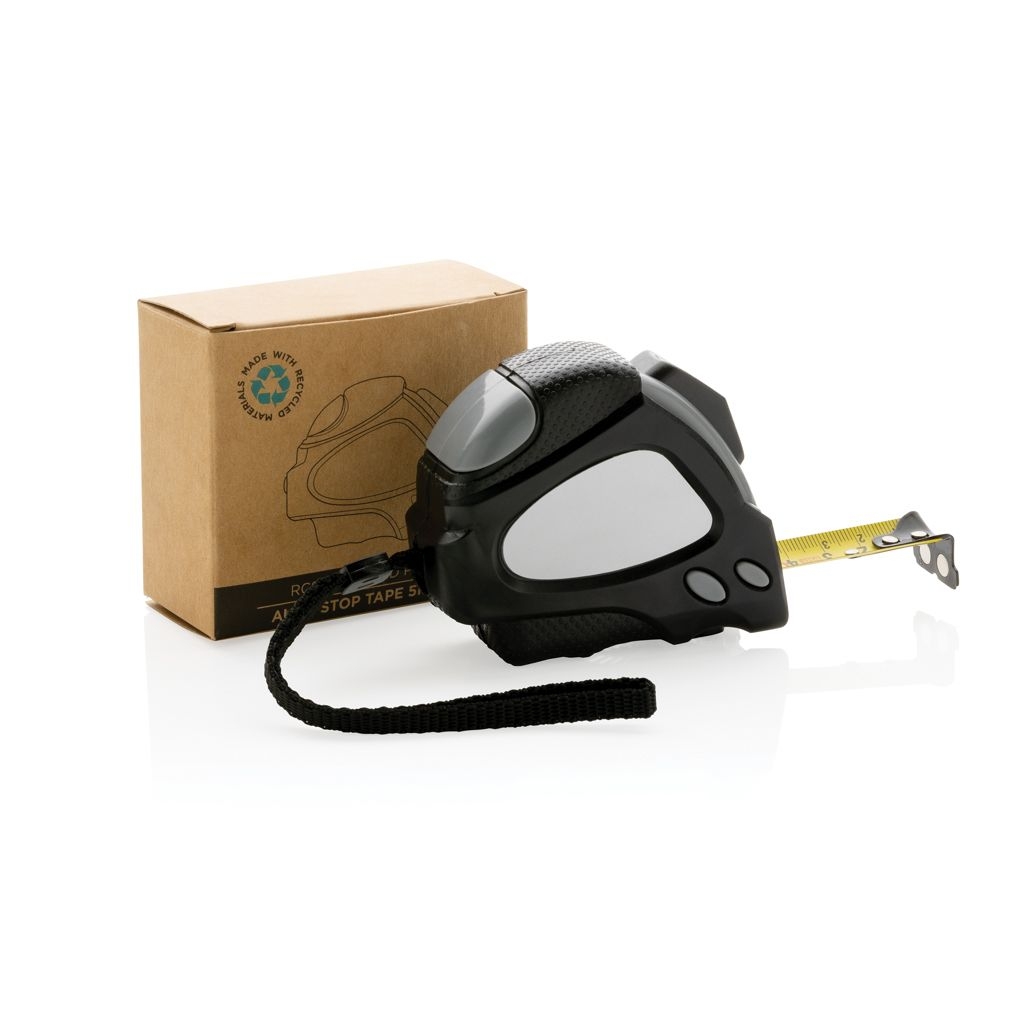 XDP112.17-1Auto-Stop-Massband aus recyceltem Kunststoff_ 5m_19mm_ schwarz