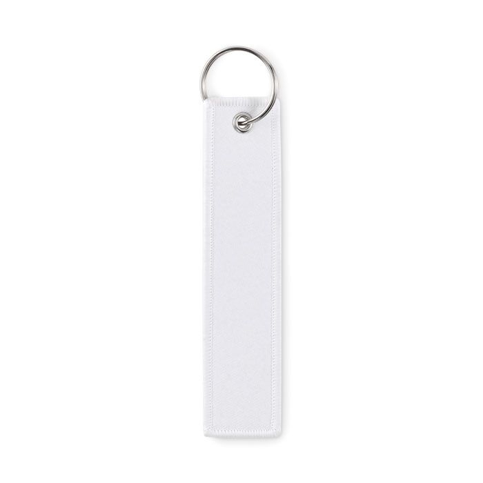 MO2463-06Takeoff Schluesselring Polyester Tag_ weiss