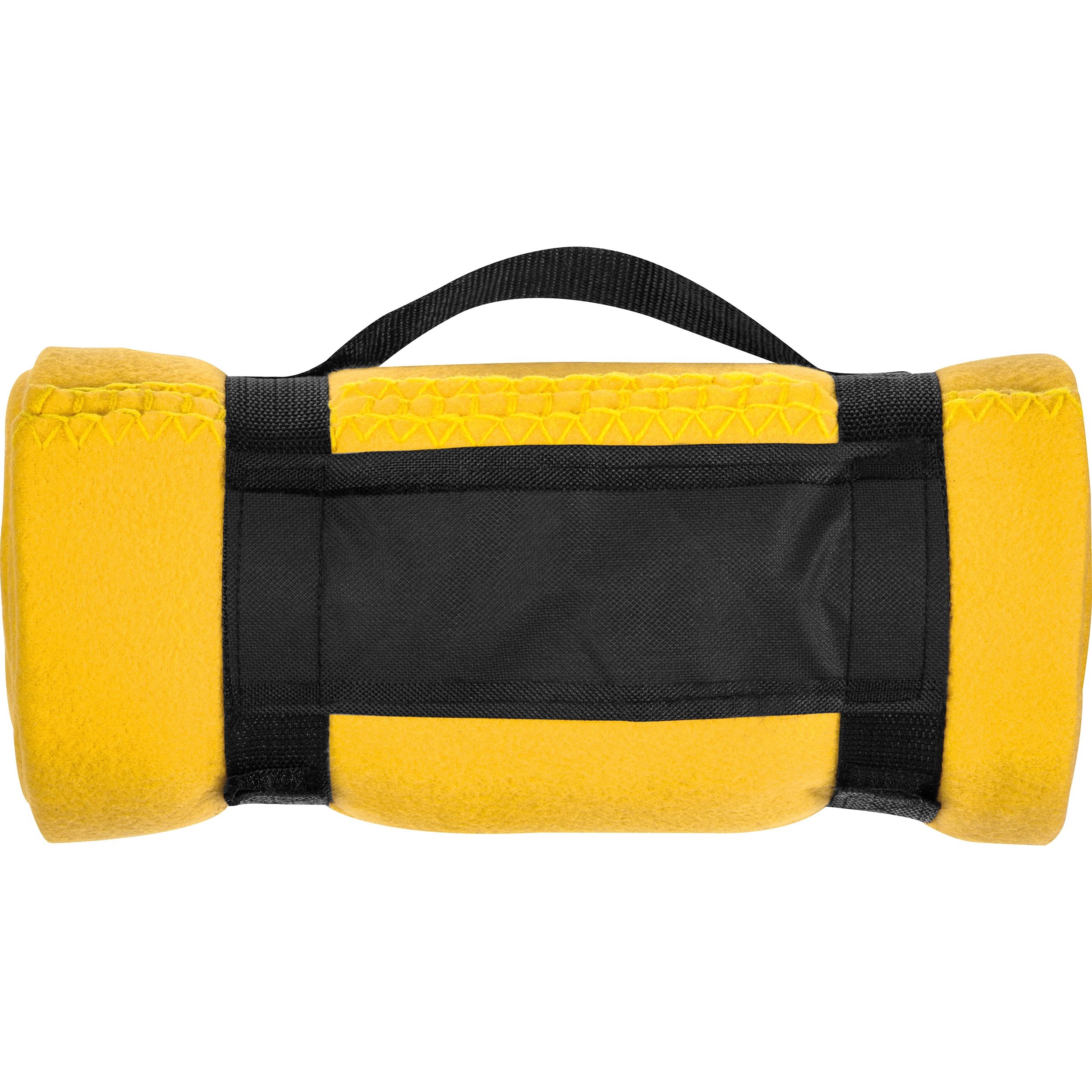 MA66902-08Fleecedecke mit Tragebanderole GIANFRANCO_ gelb