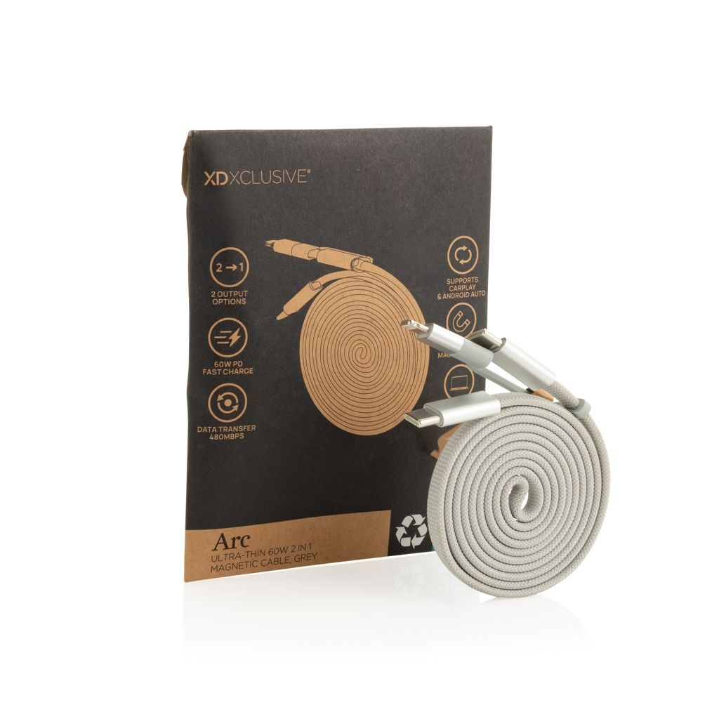 XDP302.91-02Arc ultraduennes 60W 2-in-1 Magnetkabel_ grau