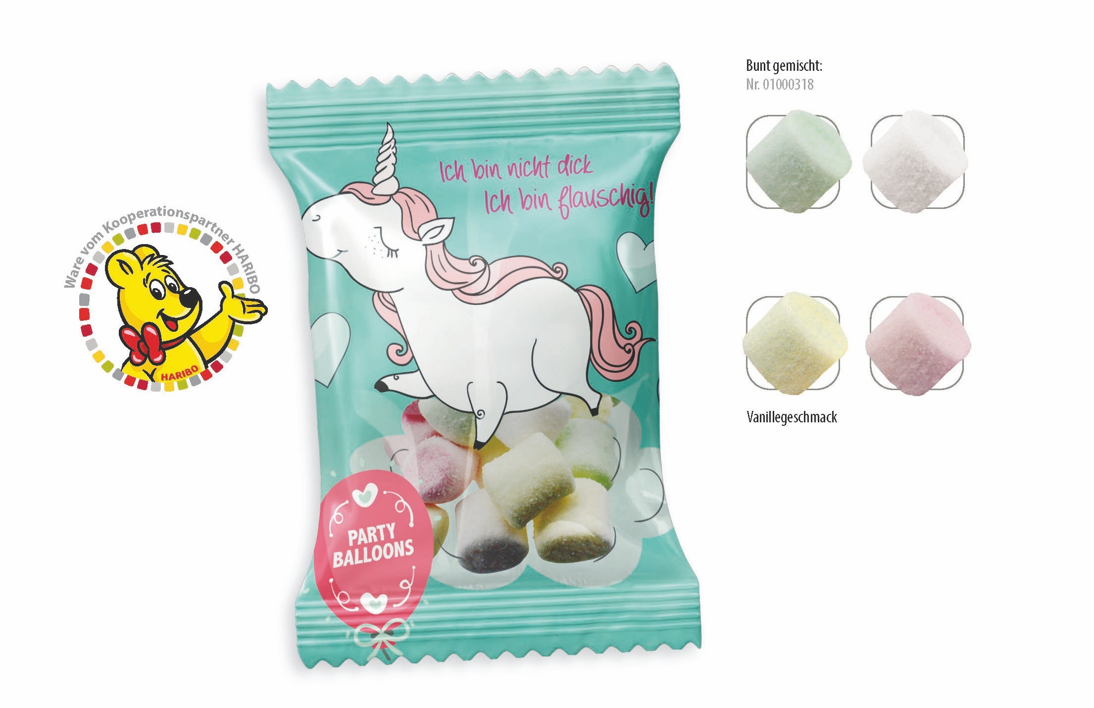 SW0318-1HARIBO Mini Chamallows Werbetuete_HARIBO Mini Chamallows_ weisse Folie