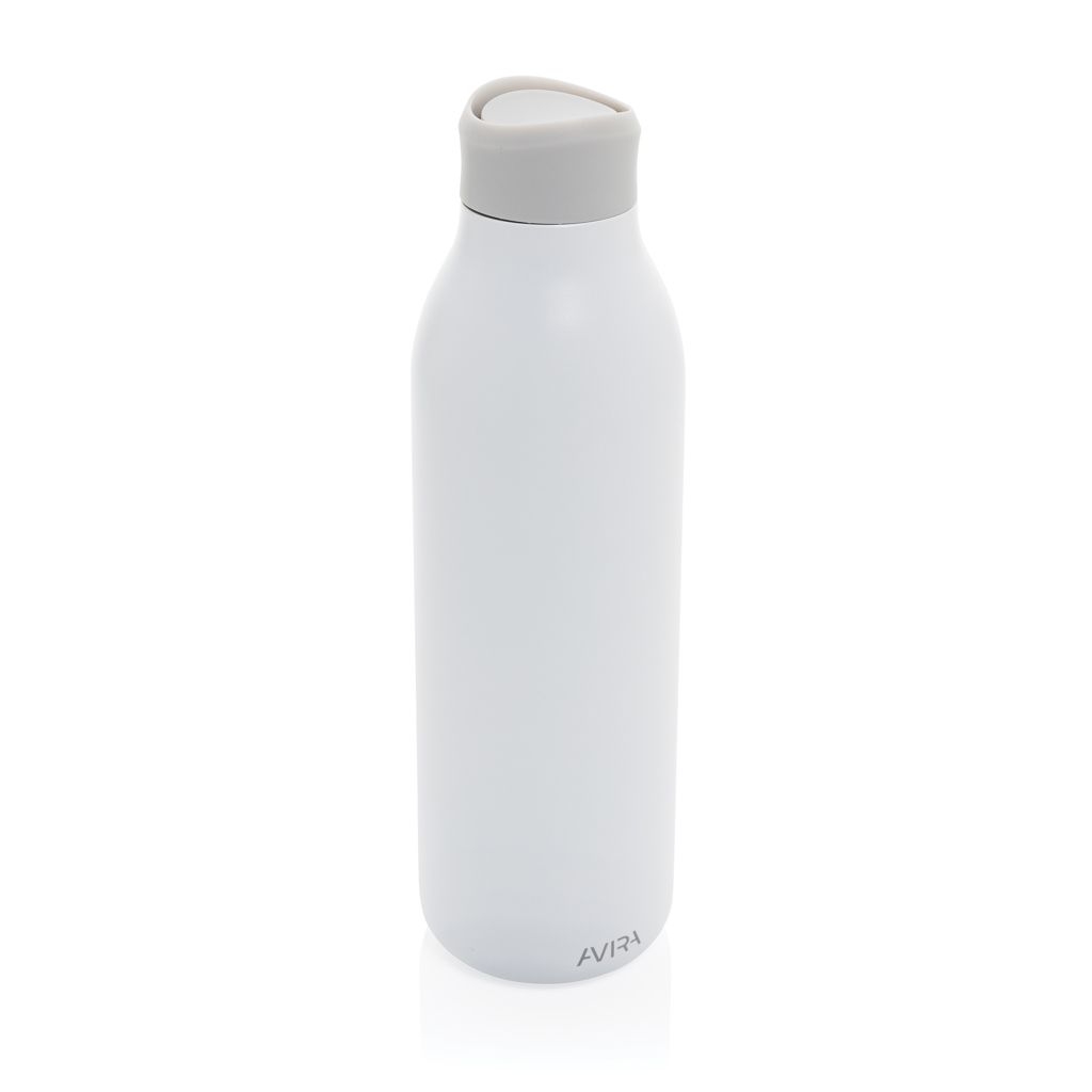 XDP438_09-03Avira Alok 360 Klick-Wasserflasche aus RCS rec. Stahl_ 600ml_ weiss