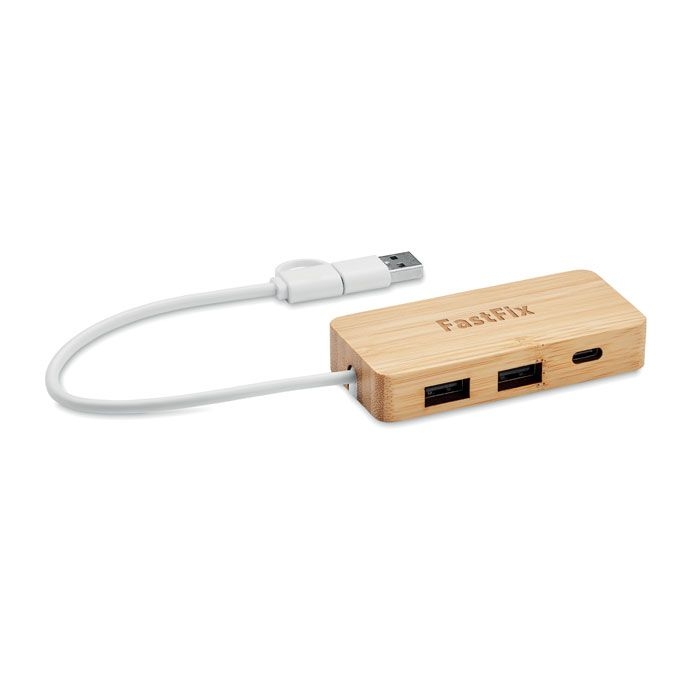 MO2143-40Hubbam 3 Port USB Hub_ holz