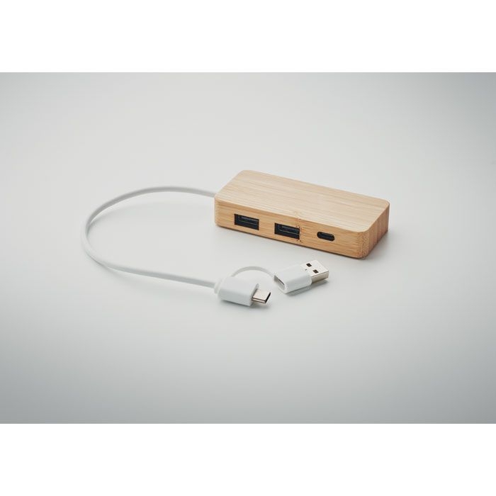 MO2143-40Hubbam 3 Port USB Hub_ holz