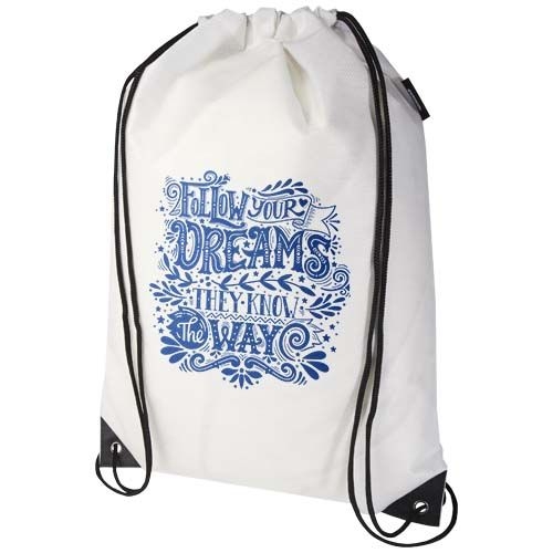 PF130080-1Evergreen Sportbeutel aus recyceltem GRS Non Woven 5 L_ weiss