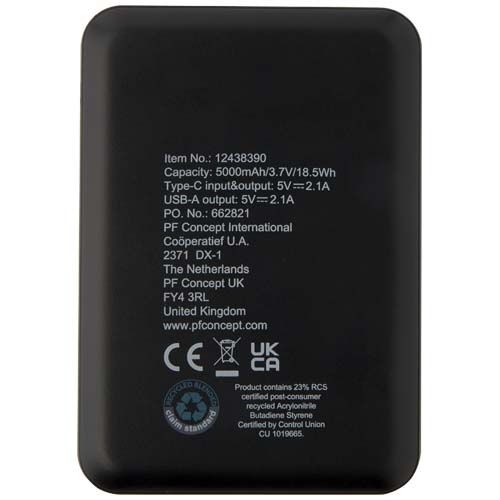 PF124383-2Asama 5000 mAh Typ-C Powerbank aus recyceltem Kunststoff_ schwarz