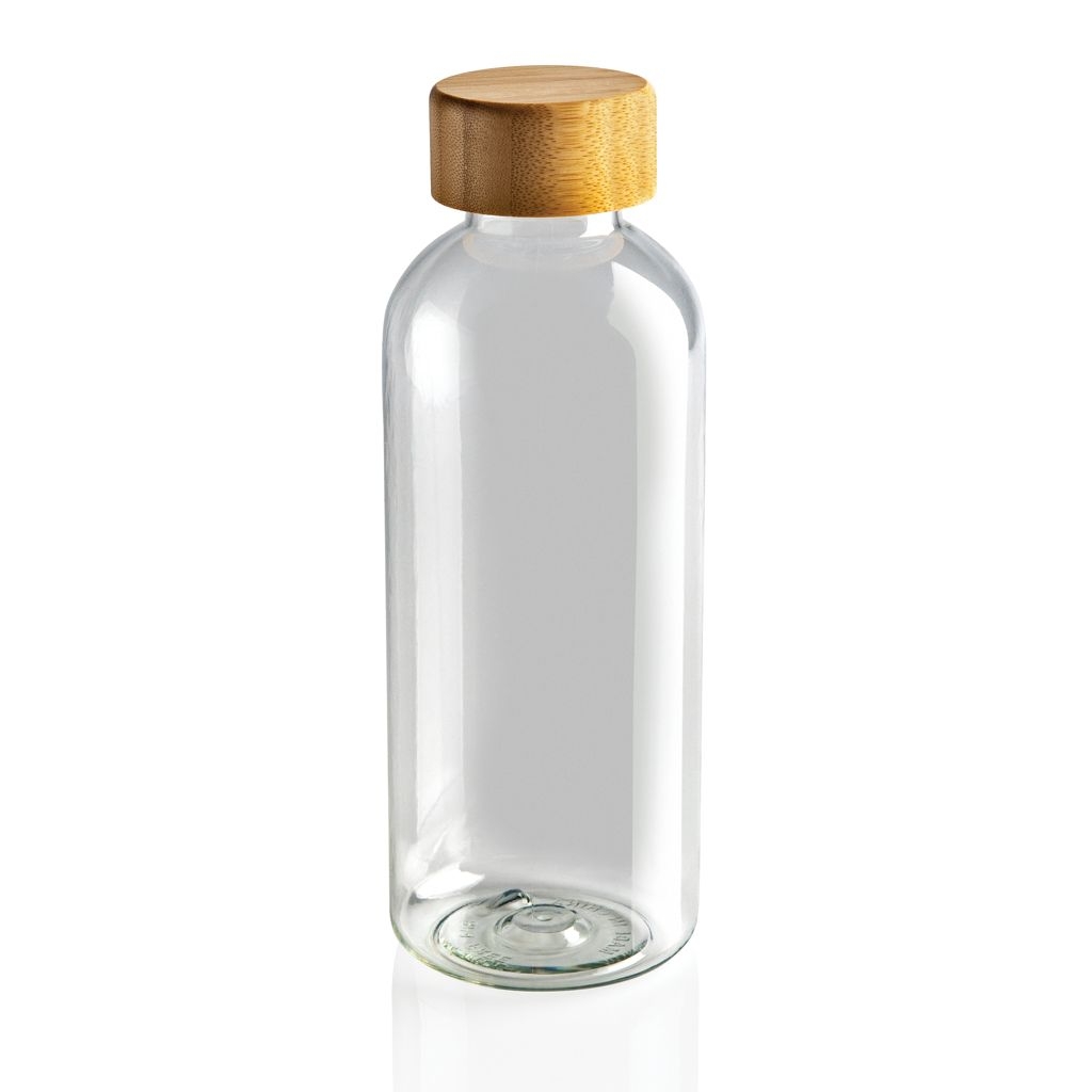 XDP433.09-0RCS rPET Flasche mit Bambus-Deckel_ transparent