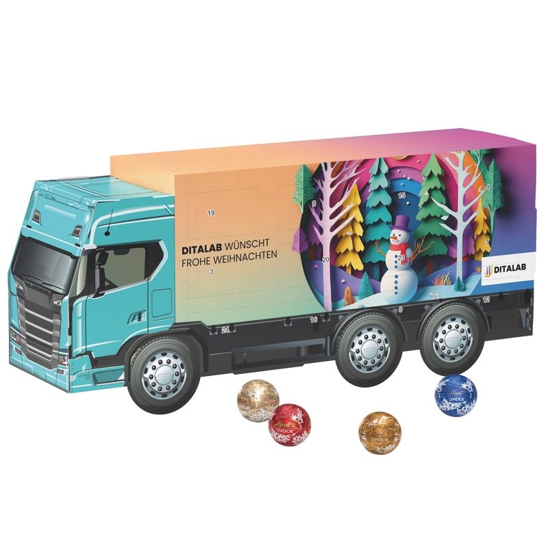 JG20197-2Adventskalender LKW long Lindor_ Lindor Milch Kugeln_ Individuelles Motiv