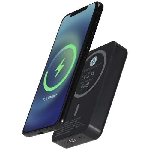 PF124442-2Acrab 15 W 10.000 mAh magnetische kabellose Powerbank mit 20 W PD aus recyceltem Kunststoff_ schwarz